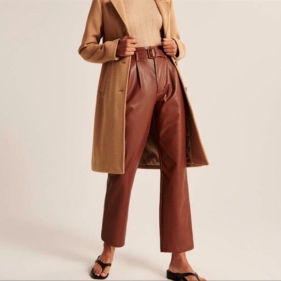 Abercrombie & Fitch Pants - Abercrombie Vegan Leather Belted Ankle Straight Pants